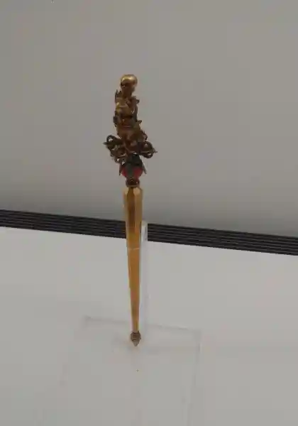 Two-headed gilt staff, National Palace Museum